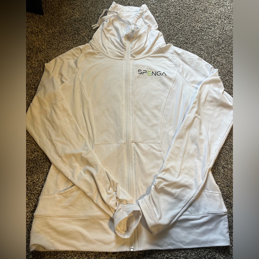 SPENGA cowl neck zip up- white - small
